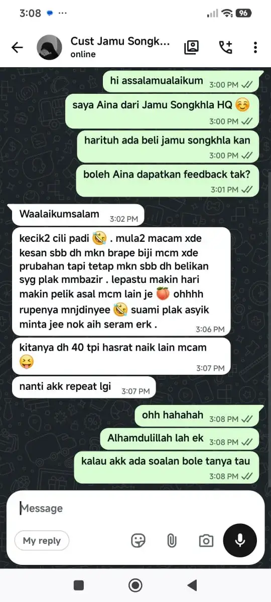 Testimoni pengguna Jamu Songkhla